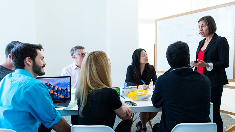 Small-group workshop led by a SpeechSkills trainer